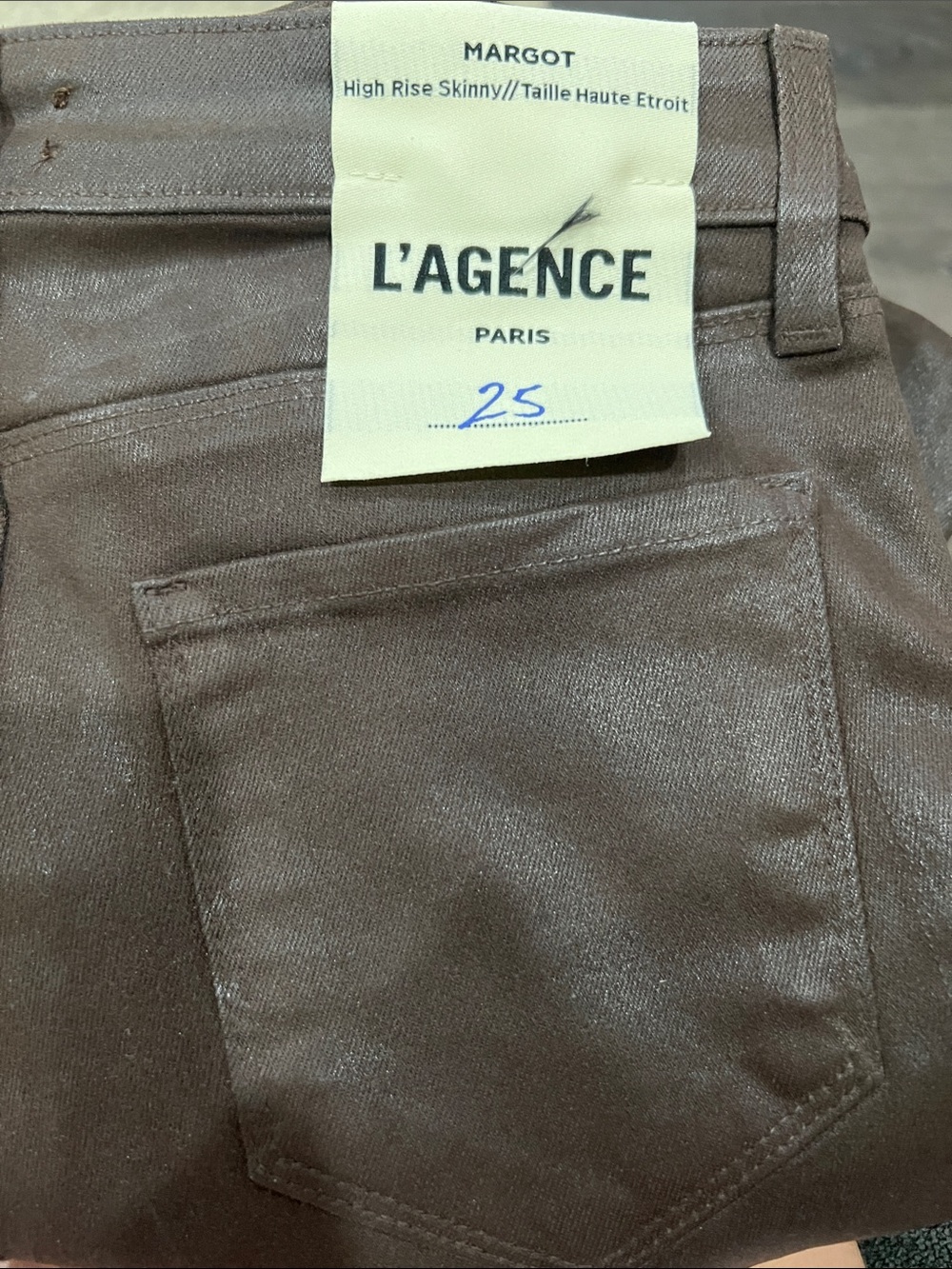 L'AGENCE Margot High-Rise Skinny Pants in Taupe Brown